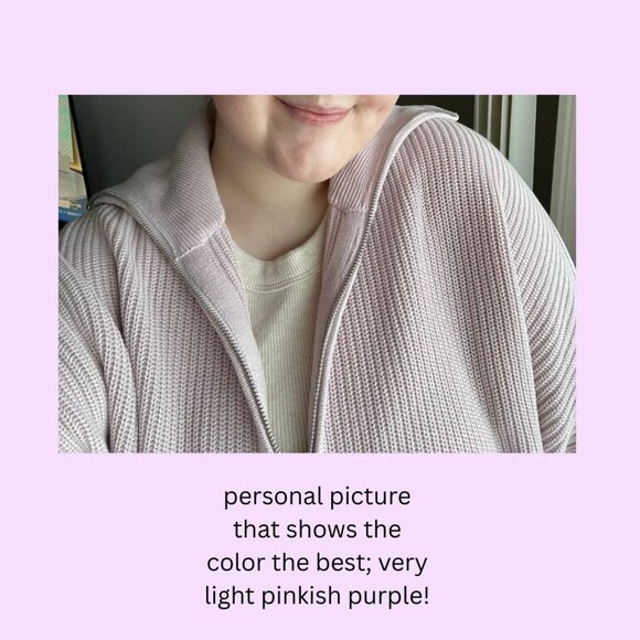 Aerie Beyond Quarter Zip Oversized Sweater, Light Purple-Pink, Size L - Picture 6 of 6